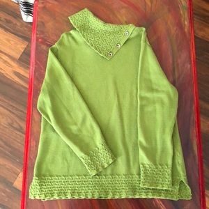 Great green sweater with unique neckline.